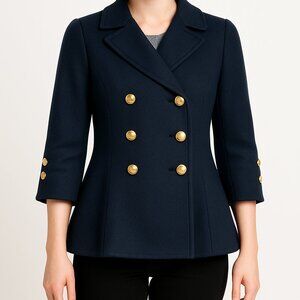 ANNE FONTAINE Vicky Navy Wool Double-Breasted Button Jacket 38 US 6 S Blazer